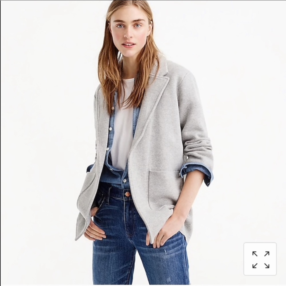 J. Crew Sophia Knit Blazer Metallic Grey